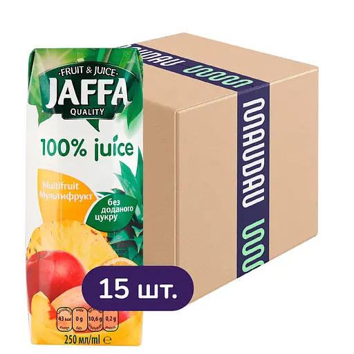 Упаковка сока Jaffa 100% Juice мультифруктовый 3.75 л (250 мл х 15 шт.) - фото 1
