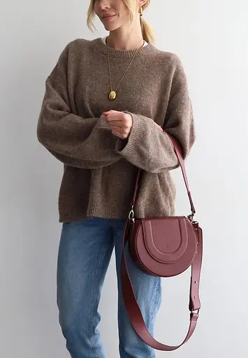 Женская кожаная сумка Mandy марсала - фото 5