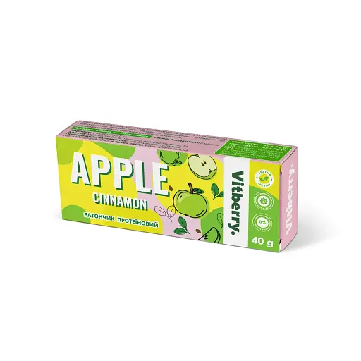 Батончик протеїновий, Vitberry, смак яблуко-кориця, 40 г