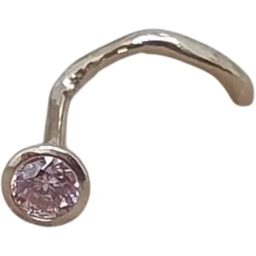 Золота сережка-пірсинг Dear в ніс Dear с фіанітом. 1023.1 Рожевий (світлий)