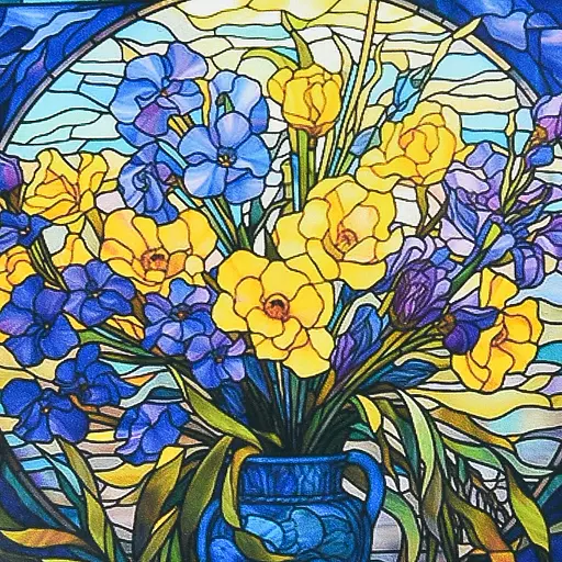 Алмазная мозаика Strateg ПРЕМИУМ Витражные цветы размером 30х30 см не полная выкладка (DEEX16280) - фото 1