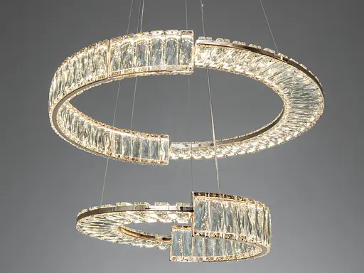 Світлодіодна люстра Romin підвісна 2 кільця золото 86 Вт - фото 2