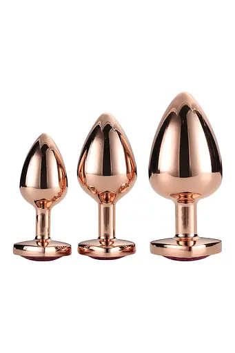 Анальна пробка Gleaming Love Gold Plug Set 3 шт. (рожевий)