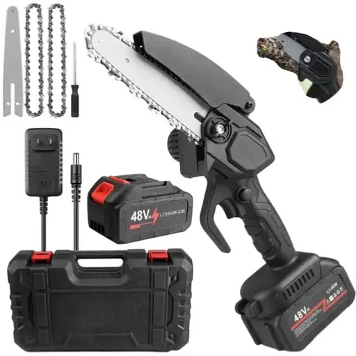 Аккумуляторная цепная пила Electric Chainsaw 8 для обрезки деревьев с двумя аккумуляторами в кейсе Черная - фото 1