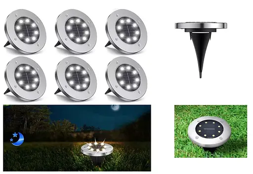 Дискові лампи In'Garden Red Garden на сонячній батареї 8 led набір 6 шт - фото 3