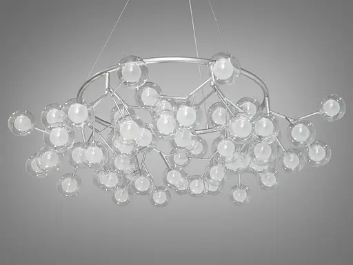 Якісна підвісна люстра в офіс "Світлячок", 54 лампи, хром сатин - фото 2