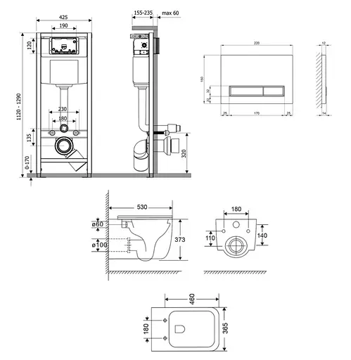 Набір Q-tap Nest 4 в 1 підвісний унітаз Gemini Ultra Quiet 530х365х373 + комплект інсталяції QT2533076EUQW46163 - фото 2