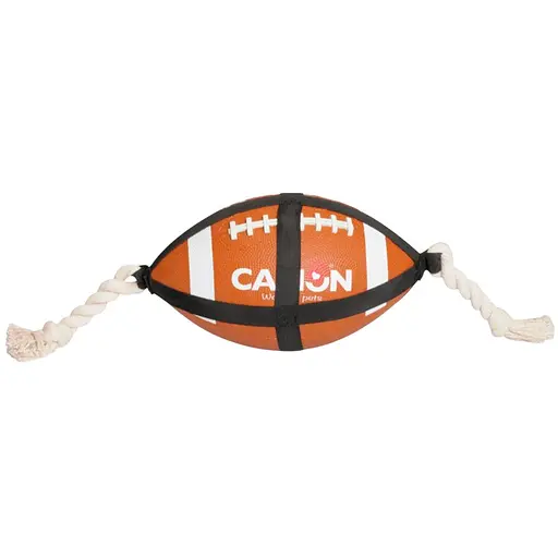 Игрушка для собак Camon мяч резиновый для американского футбола с веревочными ручками 27.5 см.