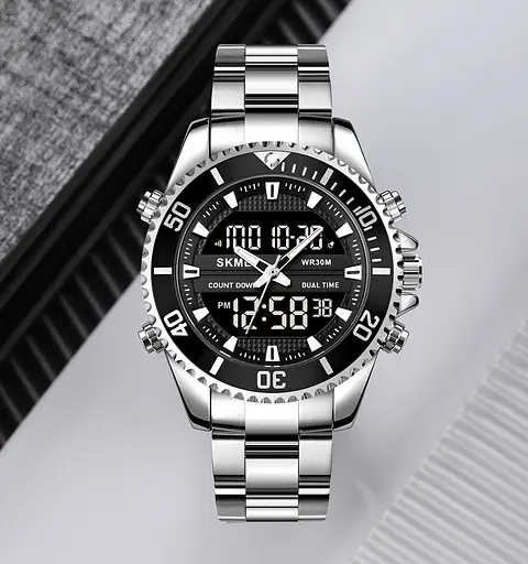 Наручний годинник чоловічий Skmei 1850 Silver Black, 1850SIBK (18422) - фото 3