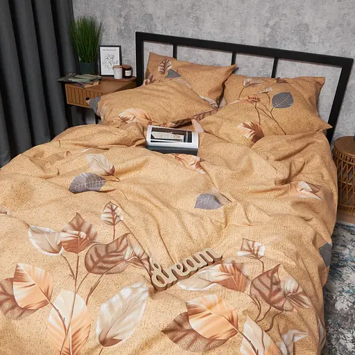 Комплект постільної білизни Moon&Star Микросатин Premium Amber Leaf Полуторний 143х210 наволочки 4х50х70 - фото 5