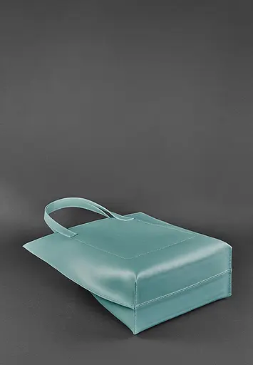 Шкіряна жіноча сумка шоппер D.D. бірюзова - фото 4