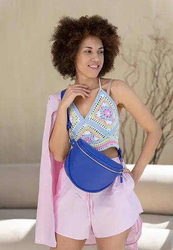 Шкіряна сумка поясна-кроссбоді Vacation фіолетовий флотар - фото 4