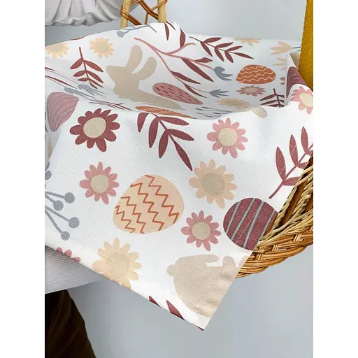 Комплект Великодній кошик Галичина (коричневий) з рушником 70х40 см Пасхальні зайчики та свічка - фото 6