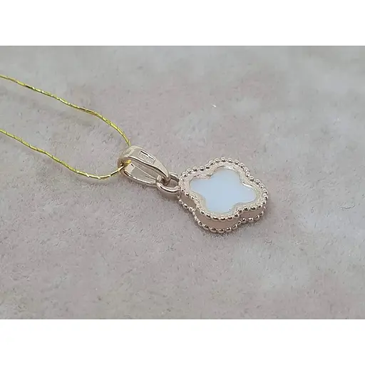 Золотая подвеска Платон Клевер с перламутром. 1П125/68Б - фото 3