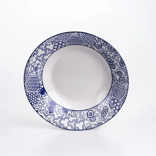 Столовий сервіз золотий на 6 персон 18 предметів набір фарфорових тарілок для сервірування столу сервіз тарілок Синій Yiwu HP-HK-A5 - фото 4