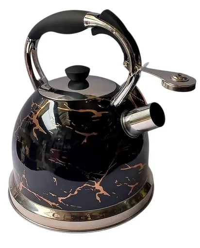 Чайник Edenberg из нержавеющей стали со свистком черный мармор 3 л (EB-8868) - фото 2