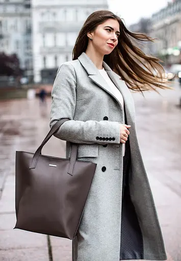 Шкіряна жіноча сумка шоппер D.D. темно-бежева - фото 2