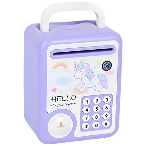 Копилка-сейф детская MK 5404 игровая с ключом, световыми эффектами и паролями фиолетовая