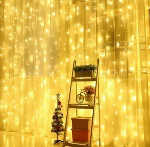 Гирлянда штора Водопад 3х2.6 м 320 LED (прозрачный шнур с переходником) Золотистый свет - фото 3