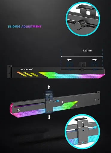 Підставка для відеокарти Coolmoon GT8 ARGB White (GT8-White) U1 - фото 6