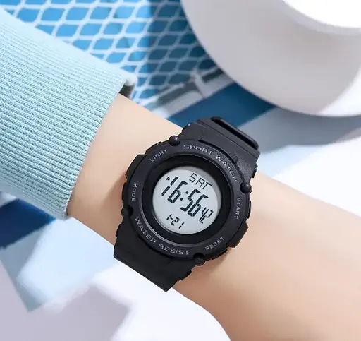 Спортивний наручний годинник Skmei 1957 (Чорний з білим циферблатом) - фото 4