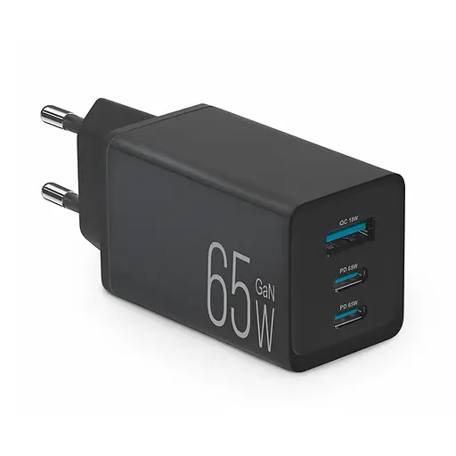 Сетевое зарядное устройство Brevia ePowerGaN PD65W 2xUSB-C+USB-A черный(44065GDCUB)