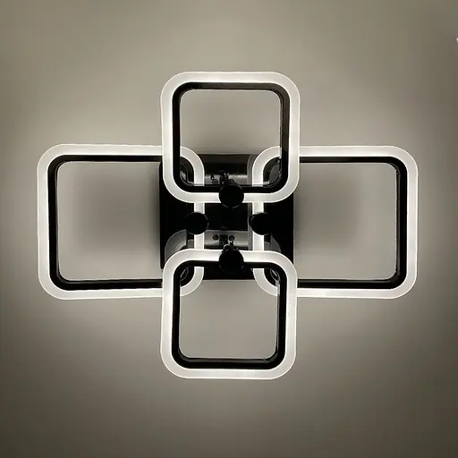 Чорна LED люстра на 2+2 ріжки квадратної форми | Арт. A 2503/2+2 BK | Line F - фото 2