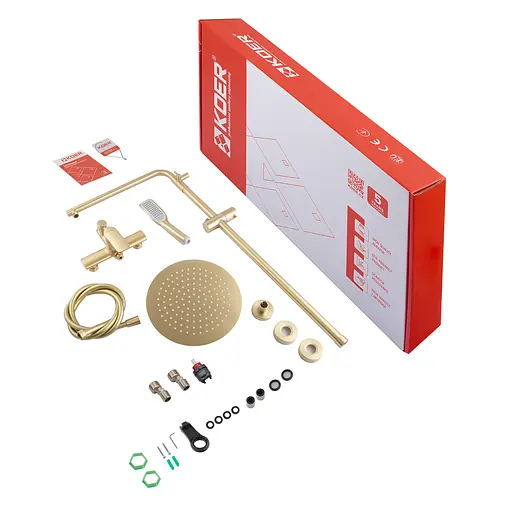 Душевая система Koer KB-52028-12, 2 функции KR5311, Золотой - фото 10