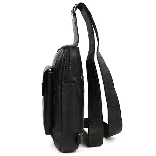 Мужской черный слинг из кожи Наппа TARWA 27.5х18х4 см sum0028230 - фото 6