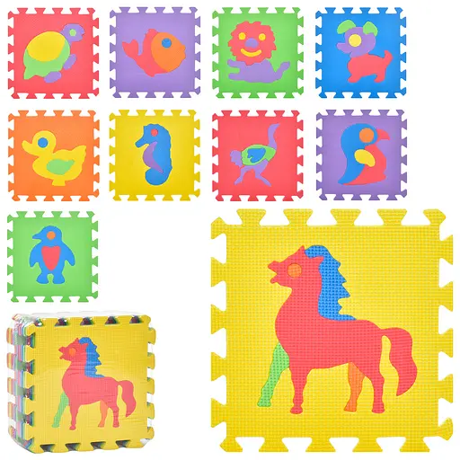 Килимок Мозаїка EVA, дитячий, 10 деталей, 30x30 см, пазл, M0376-1