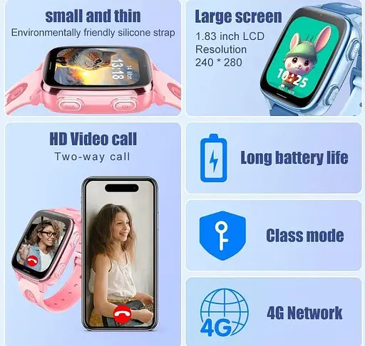 Детские смарт-часы Lemfo D51, 4G синий - фото 6