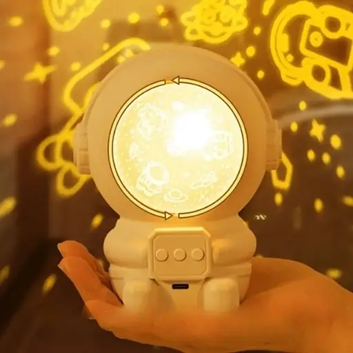 Ночник проектор звездного неба Астронавт RGB батарейки типа ААА Type-C Белый - фото 2