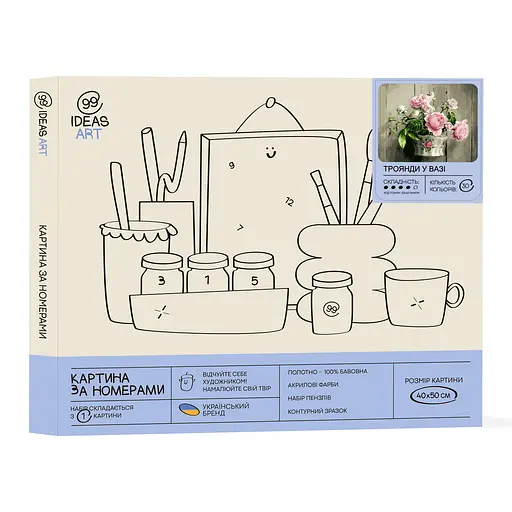 Набір для розпису по номерах "Троянди у вазі" 40*50 см, IDEA2-GX41179 - фото 2