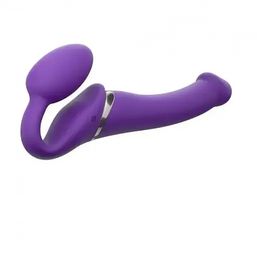 Безремневий страпон Strap-On-Me Vibrating Violet M регульований з вібрацією та з пультом ДК діаметр 3.3 см - фото 2