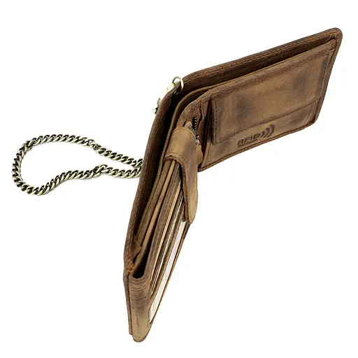 Мужской кожаный кошелек с мотоциклом коричневый Always Wild N992C-VIN-M - фото 7