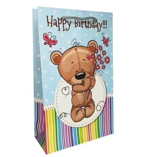 Подарочный пакет, 150 г/м², Happy B-day, 16x26x6.5 см, 6 шт. в упаковке