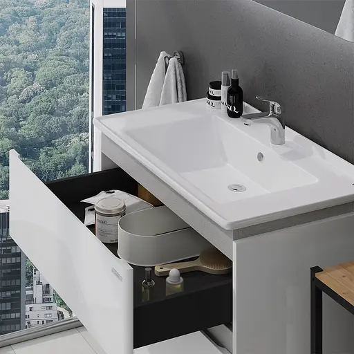 Тумба з умивальником Sanwerk Амата Air 80 Білий з умивальником Меркур MV0000793 Білий - фото 3