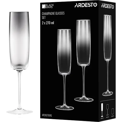 Набір келихів Ardesto Black Mars Mira для шампанського 270 мл 2 шт. сірий (AR2627GRG) - фото 5