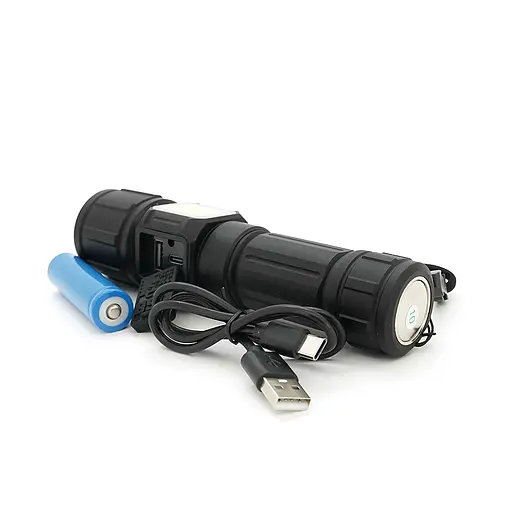 Фонарик BP-X708 P90, Zoom, 5+2+2 режима, корпус металл, магнит, акум 18650, индикация заряда, USB кабель, BOX - фото 3
