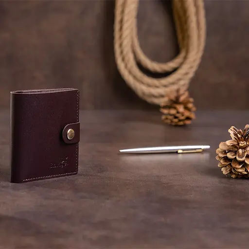 Мужской кожаный кошелек Shvigel 10х8.5х1 см acs0015044 - фото 5