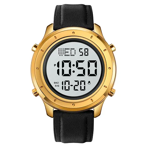 Наручний годинник чоловічий 1864LGDWT Gold-White Leather Skmei acs0030522 - фото 1