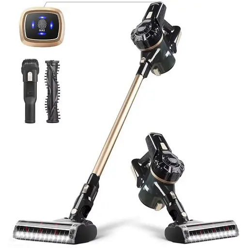 Вертикальний акумуляторний пилосос Luma Bella LB-63010 із циклонною системою контейнером 3000 Вт Чорний із золотистим - фото 1