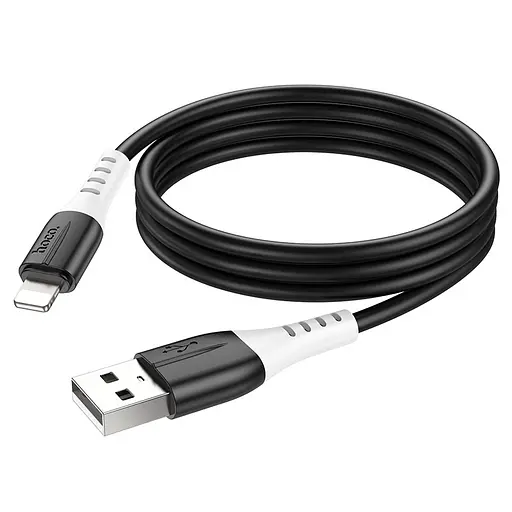 Кабель HOCO X82 USB to iP 2.4A, 1m, silicone, silicone connectors, Black - фото 1