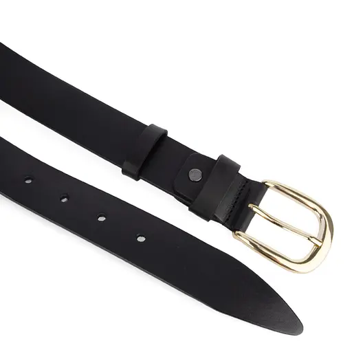 Ремінь шкіряний жіночий HC-3425 чорний із золотою пряжкою (135 см) - фото 3