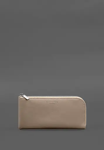 Кожаный портмоне-купюрник на молнии 14.1 светло-бежевый - фото 2
