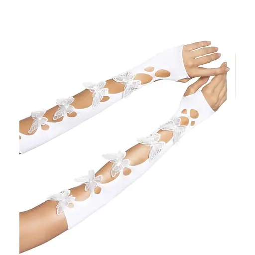Мітенки Leg Avenue Butterfly applique arm warmers White, метелики - фото 2