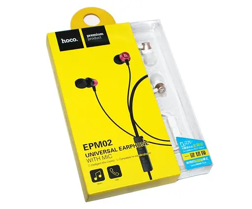 Дротові навушники Hoco EPM02, 3.5mm, 1.2m, gold - фото 2