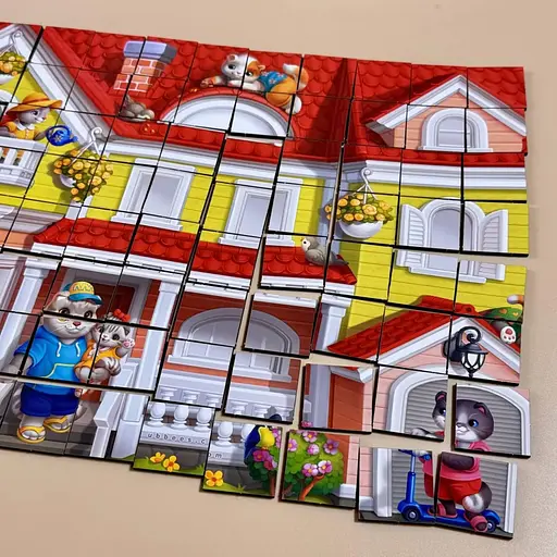 Дерев'яний пазл-вкладиш "Котячий будинок пазл літній" Ubumblebees (ПСД273) PSD273 - фото 4