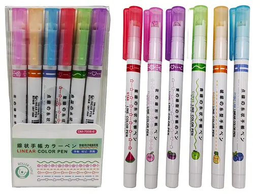 Набор роликовых маркеров, 6 шт., с рисунками