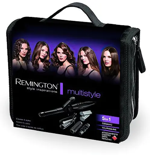 Мультистайлер Remington Multistyle, 25 Вт, температурних режимів 5, 110-190С, 5 насадок, кейс, аксесуари, кераміка, тефлон, чорний - фото 4